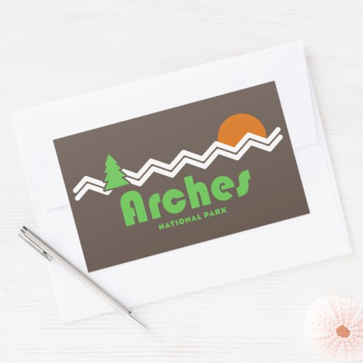 Arches Nationalpark Retro Rechteckiger Aufkleber (Umschlag)