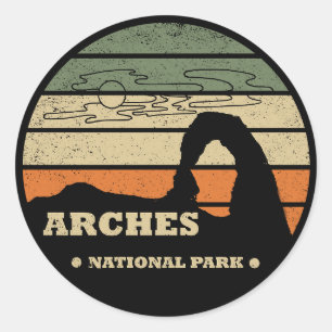 Arches Nationalpark Utah Vintager Parkplatz Runder Aufkleber