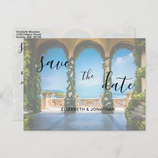 Arches of Italy Elegant Save the Date Ankündigungspostkarte (Vorne/Hinten)