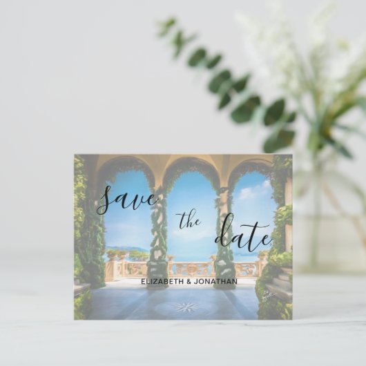 Arches of Italy Elegant Save the Date Ankündigungspostkarte (Stehend Vorderseite)