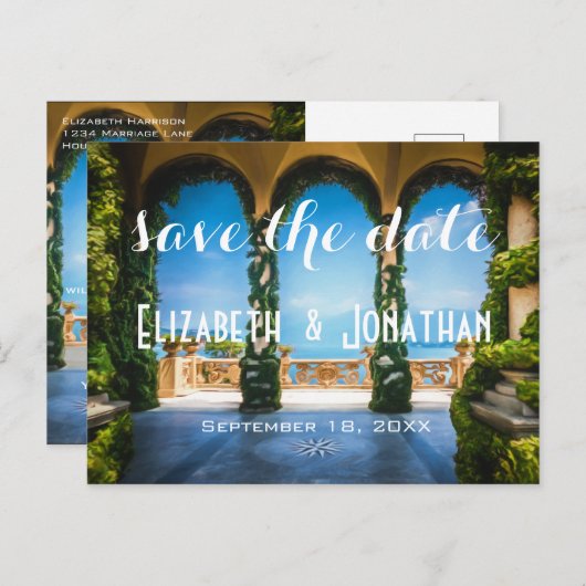 Arches of Italy Elegant Save the Date ZZ Ankündigungspostkarte (Vorne/Hinten)