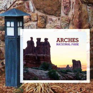 Arches The Three Gossips und Sheep Rock, Sonnenauf Postkarte