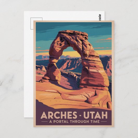 Arches Utah - Vintage Travel Poster Postkarte (Vorne/Hinten)