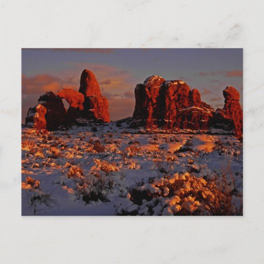 Arches Winter Sunset Postcard Postkarte (Vorderseite)