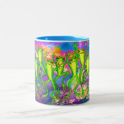 Archey's Frogs auf einem surrealistischen Hintergr Zweifarbige Tasse (Mittel)