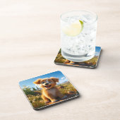 Archie - Gelbe Labrador Retriever Puppy Getränkeuntersetzer (Rechte Seite)