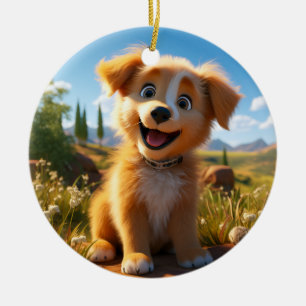 Archie - Gelbe Labrador Retriever Puppy Keramik Ornament