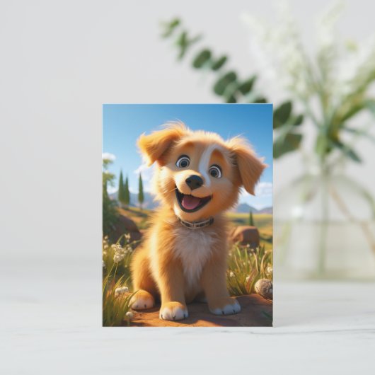 Archie - Gelbe Labrador Retriever Puppy Postkarte (Stehend Vorderseite)