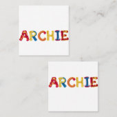 ARCHIE Name in lebendigem Häkelmuster Quadratische Visitenkarte (Vorne/Hinten)
