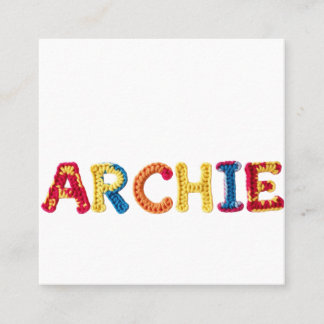 ARCHIE Name in lebendigem Häkelmuster Quadratische Visitenkarte