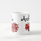 Archie Name mit rotem Feuerwehrfahrzeug, Kaffeetasse (Mittel)