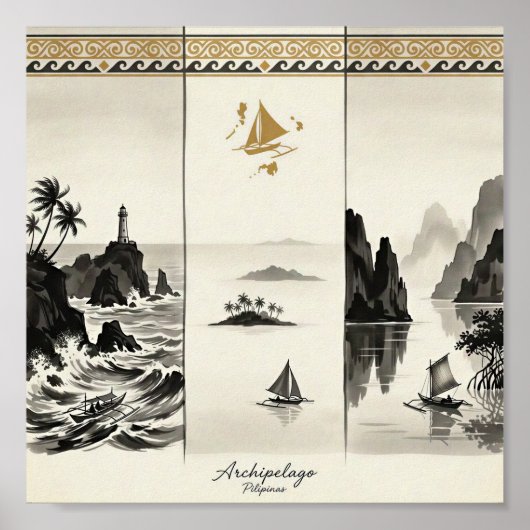 Archipel- Drei Meere der Philippinen Sumi-e Poster (Vorne)