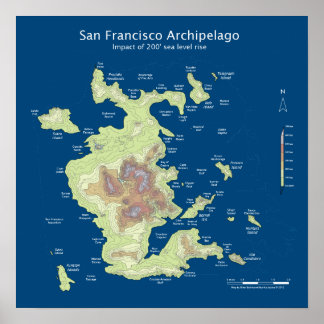 Archipel von San Francisco, Meeresspiegel um 200 m Poster