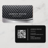 Architect Beruflich Black Silver Metal QR Code Visitenkarte (Vorne/Hinten)
