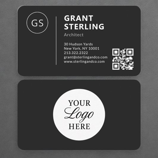 Architect Black Logo QR Code Professional Visitenkarte