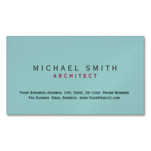 Architect Blue Modern Simple Minimal Business Card Magnetische Visitenkarte