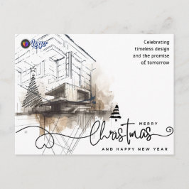 Architect Builder Watercolor Christmas Design Feiertagspostkarte