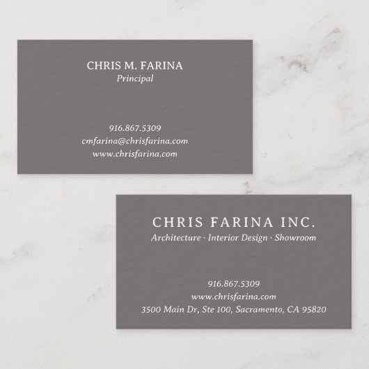 Architect Firm Business Card in Fossil Gray Visitenkarte (Vorne/Hinten)