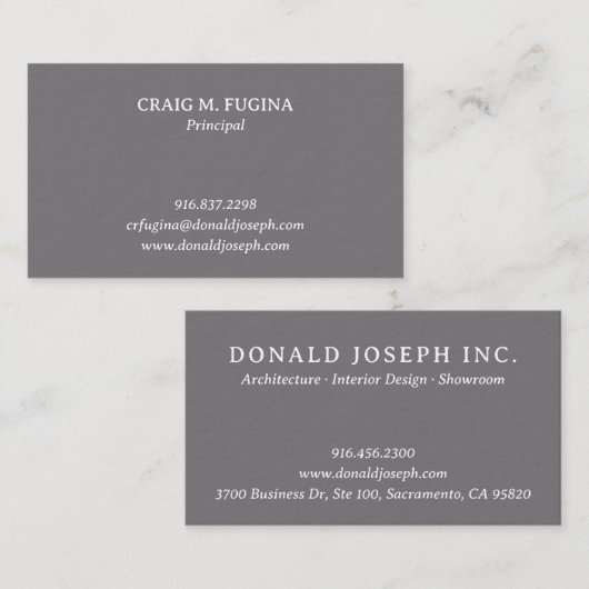 Architect Firm Business Card in Fossil Gray Visitenkarte (Vorne/Hinten)