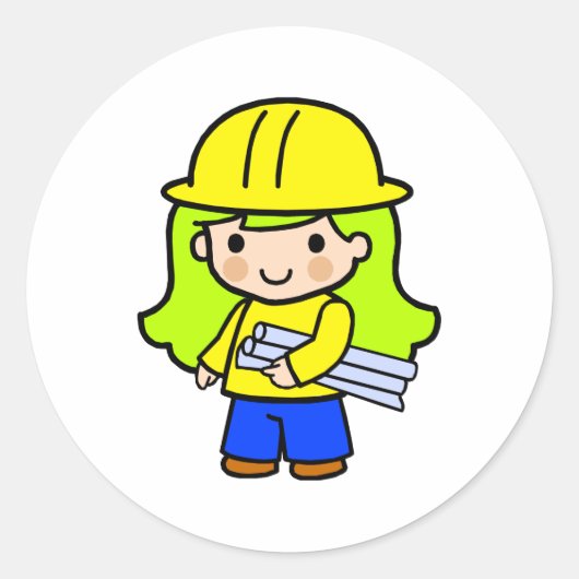 Architect Girl 2 Runder Aufkleber (Vorderseite)