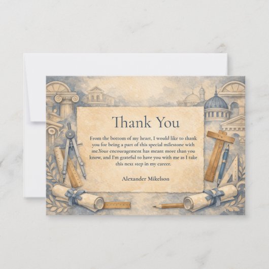 Architect Graduation Blueprint Design Dankeskarte (Vorderseite)