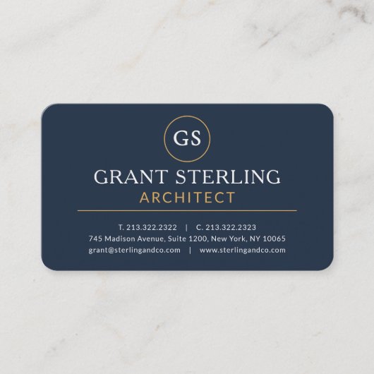 Architect Navy Blue Professional Visitenkarte (Vorderseite)