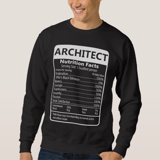 Architect Nutrition Facts Sarcastic Graphic Sweatshirt (Vorderseite)