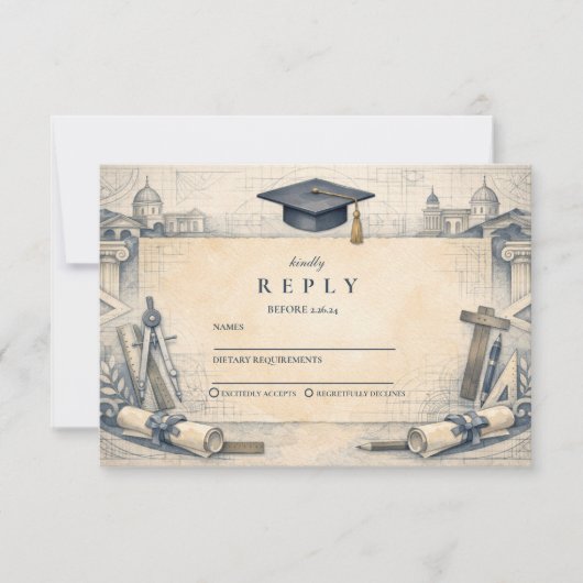 Architect Student Graduation Design RSVP Karte (Vorderseite)