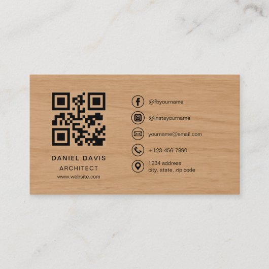 Architect Wood Professional QR Code Visitenkarte (Vorderseite)