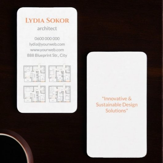 Architector Business Card mit Blueprints Visitenkarte