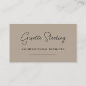Architectura Designer Neutral Taupe Script QR Code Visitenkarte (Vorderseite)