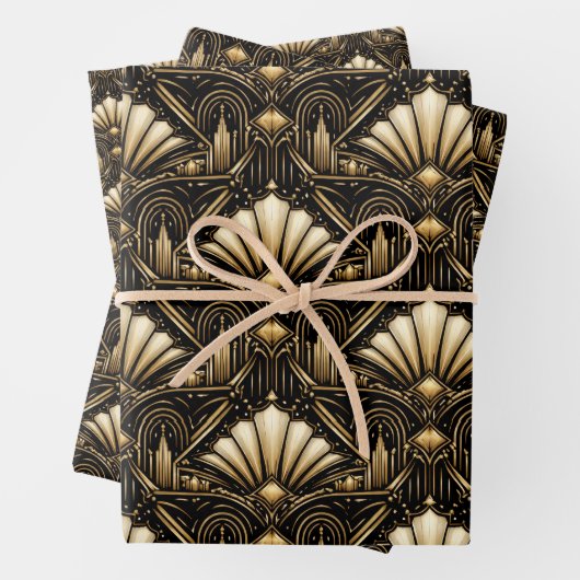 Architectural Art Deco | Black Gold Luxe Geschenkpapier Set (Beispiel)