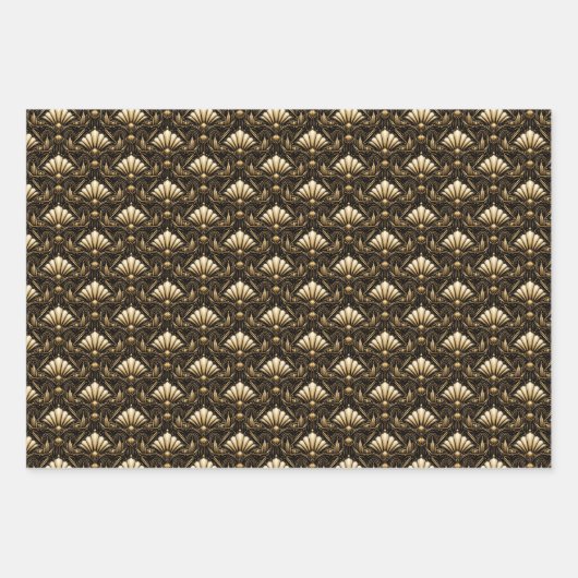Architectural Art Deco | Black Gold Luxe Geschenkpapier Set (Vorderseite 3)