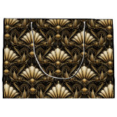 Architectural Art Deco | Black Gold Luxe Gift Bag Große Geschenktüte (Rückseite)