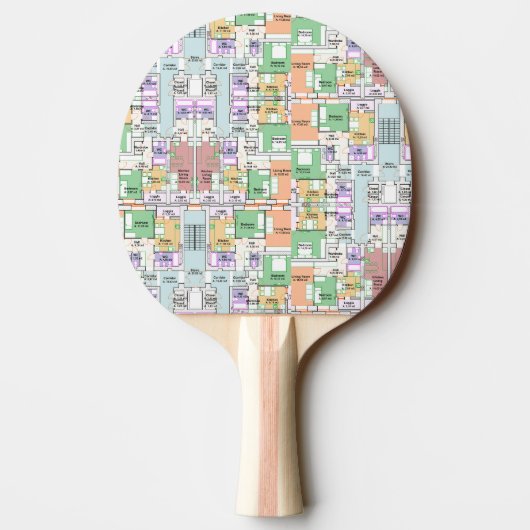 Architectural Blueprint Pattern Custom  Tischtennis Schläger (Rückseite)