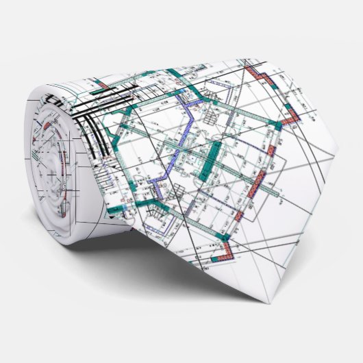 Architectural Blueprint Pattern Men's Neck Tie Krawatte (Gerollt)