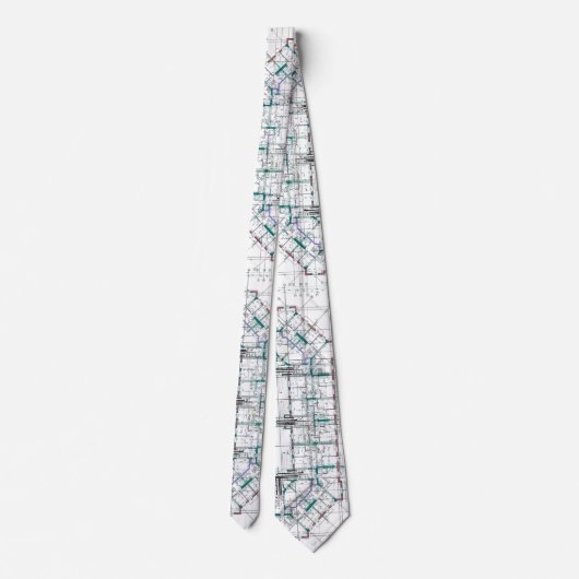 Architectural Blueprint Pattern Men's Neck Tie Krawatte (Rückseite)