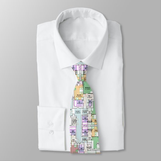 Architectural Blueprint Pattern Men's Neck Tie Krawatte (Gebunden)