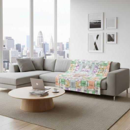 Architectural Blueprint Pattern Throw Blanket Sherpadecke