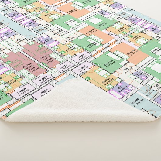 Architectural Blueprint Pattern Throw Blanket Sherpadecke (3/4)