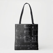 Architectural Blueprint Pattern Tote Bag Tasche (Vorderseite)
