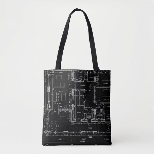 Architectural Blueprint Pattern Tote Bag Tasche (Vorderseite)