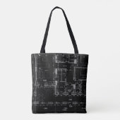 Architectural Blueprint Pattern Tote Bag Tasche (Rückseite)