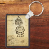Architectural Cathedral Study by Leonardo da Vinci Schlüsselanhänger (Rückseite)
