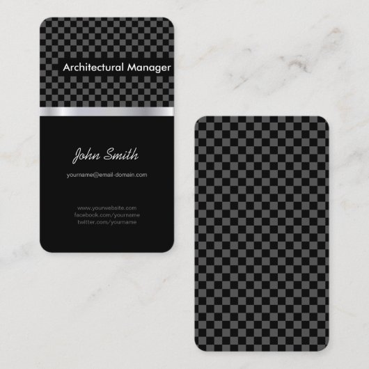 Architectural Manager - Eleganter Black Checkered Visitenkarte (Vorne/Hinten)