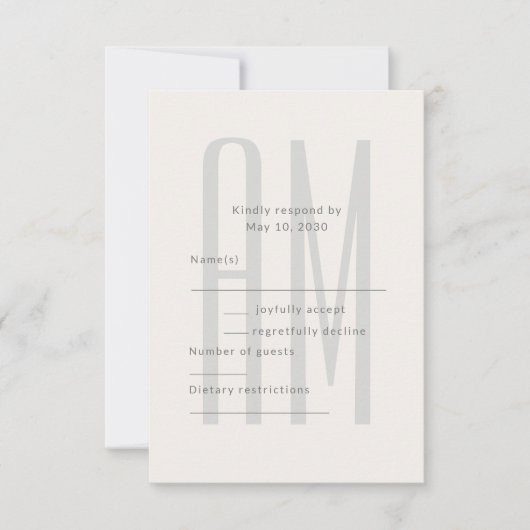 Architectural Minimal Monogram RSVP Karte (Vorderseite)