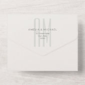 Architectural Monogram Minimal All-in-One Wedding All In One Einladung (Rückseite)