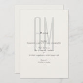 Architectural Monogram Minimal Wedding Menükarte (Vorne/Hinten)