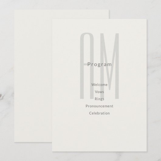 Architectural Monogram Wedding Program Card Programm (Vorne/Hinten)