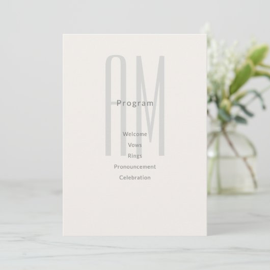Architectural Monogram Wedding Program Card Programm (Stehend Vorderseite)